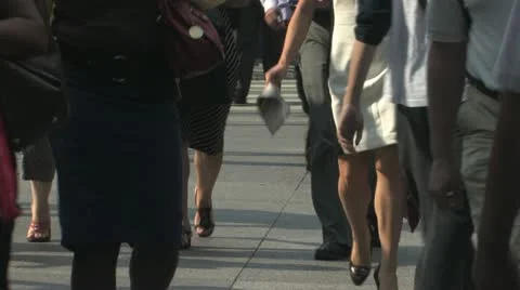 Crowded sidewalk in the city Stock Footage 11692755