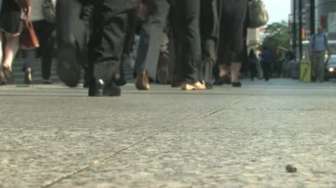 Crowded sidewalk in the city Stock Footage 11695462