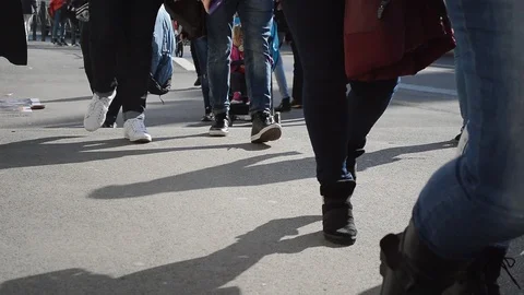 Crowded Sidewalk Stock Footage 123651657