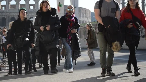 Crowded Sidewalk Stock Footage 123651659