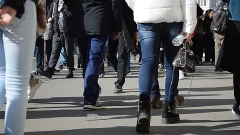 Crowded Sidewalk Stock Footage 123651673