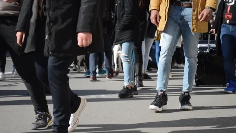 Crowded Sidewalk Stock Footage 123651677