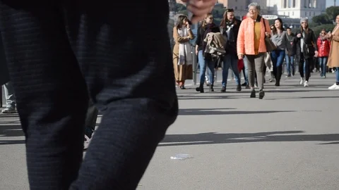 Crowded Sidewalk Stock Footage 123651682