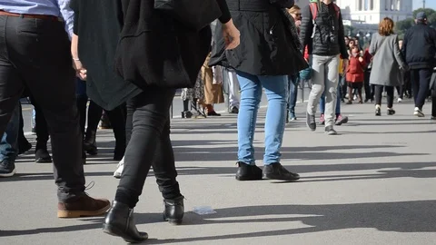 Crowded Sidewalk Stock Footage 123651697