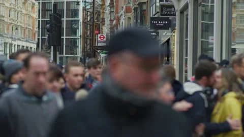 Crowded sidewalk, London Stock Footage 217136391