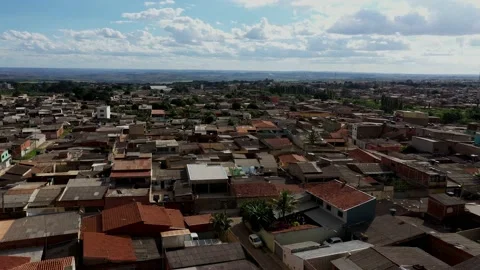 The crowded slums of the Sol Nascente favela - parallax aerial view Stock-Footage 152601163