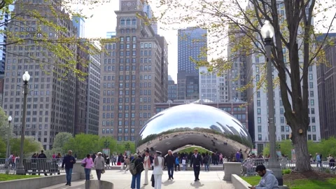 Crowded Spring day in Chicago. Millenium... | Stock Video | Pond5