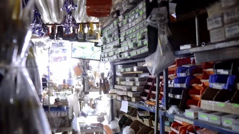 Crowded Store Interior Filled with Tools and Various Supplies Stock Footage 331049782