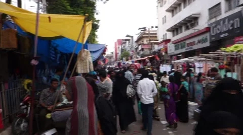 Crowded street of Charminar during Ramadan Stock Footage 52437545