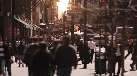 Crowded street. New York City. US. People walking in busy street of Manhattan. Stock Footage 59585072