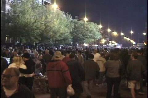Crowded Street at Night Stock Footage 297340