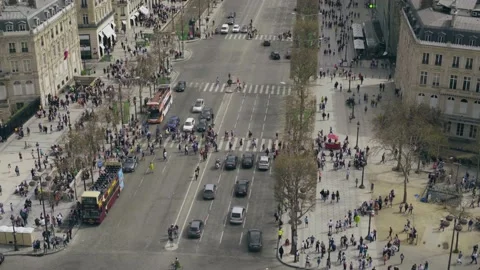 Crowded Street in Paris Stock Footage