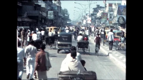 Crowded Street with Rickshaws Stock Footage 276292466