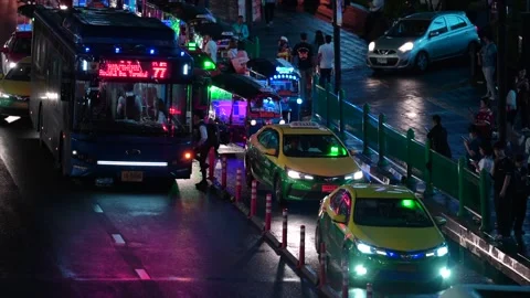 Crowded Streets and Vehicles During Rush Hour in Bangkok Stock Footage 317363846
