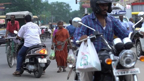 Crowded Streets of India Stock Footage 108468389