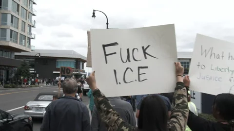 Crowded Streets Protest Against Dolnald Trump Video stock 311734609