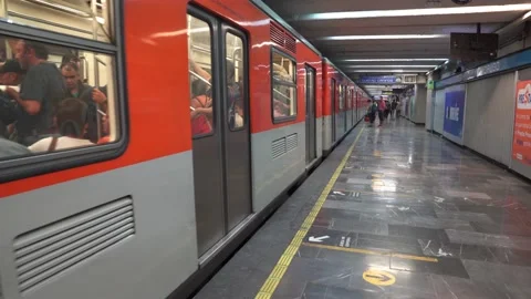 The crowded subway advances Stock Footage 133939826