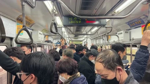 Crowded in the subway running on their way home from work Stock Footage 236811276