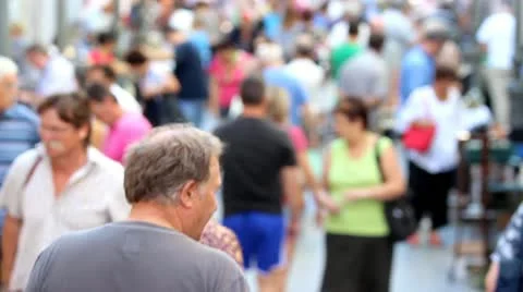 Crowded summer street Stock Footage 12245649