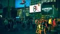 Crowded sunset New York City Times Square scenery, large group of people walking 4k or 4k+ Resolution
