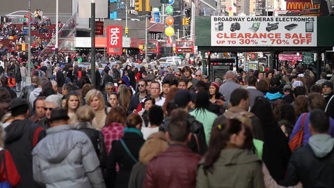 Crowded Times Square, Manhattan Stock Footage 113005730