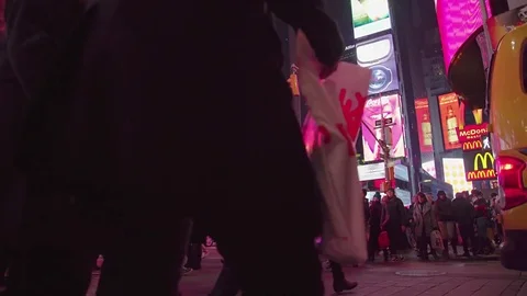 Crowded Times Square At Night In New York, 4K Stock Footage 84593047