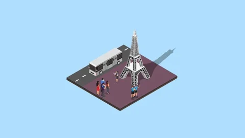 Crowded tourist visiting Eiffel tower Stock Footage 195278313