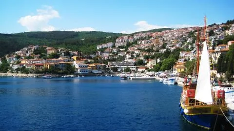 Crowded town- Rabac Foto stock