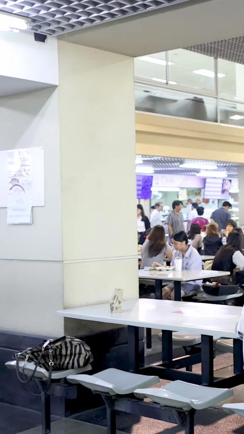 Crowded University Cafeteria with Students Eating Lunch in Bangkok Thailand Stock Footage 339125789