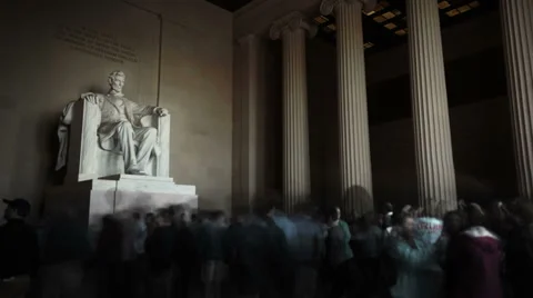 Crowded view of the Lincoln Memorial. 2 in 1. Video stock 39803408