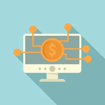 Crowdfunding computer icon, flat style Stock Illustration
