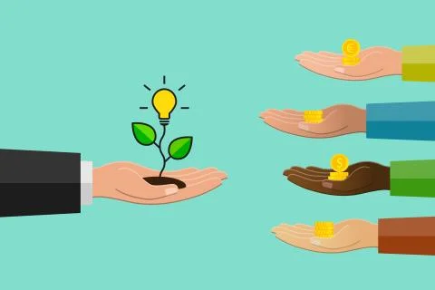 Crowdfunding concept in flat design Stock Illustration