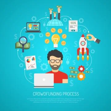 Crowdfunding Concept Flat 스톡 일러스트