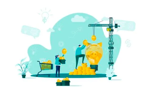 Crowdfunding concept in flat style. Stock Illustration