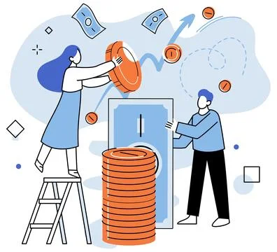 Crowdfunding. The financial support from crowd cdetermine fate project Stock Illustration