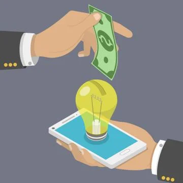 Crowdfunding flat isometric vector concept. Stock Illustration