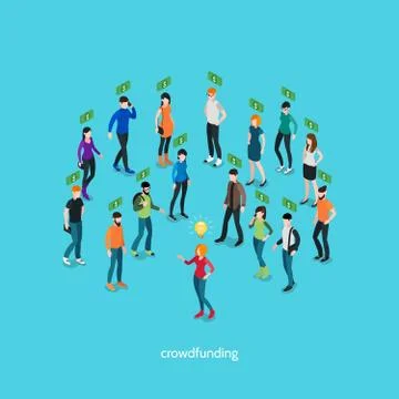 Crowdfunding Isometric Concept Illustrazione stock