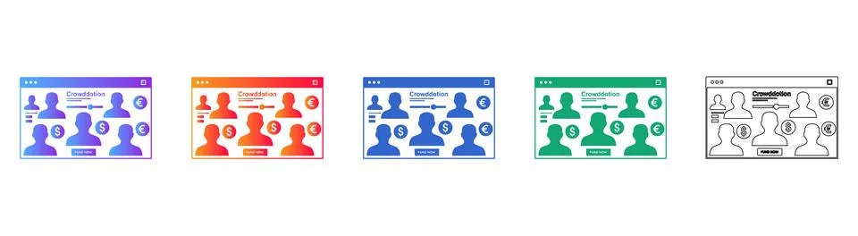 Crowdfunding Platform Interface Icons Ilustración de archivo