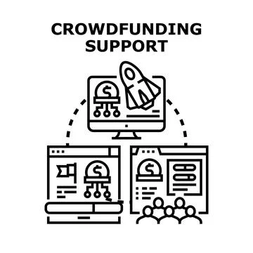 Crowdfunding support for online startup project financing Illustrazione stock