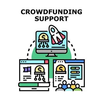 Crowdfunding support for online startup project financing Stock Illustration