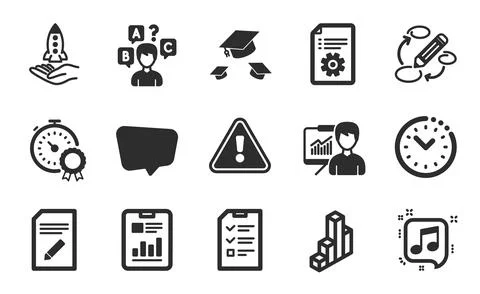Crowdfunding, Technical documentation and Throw hats icons set. Vector 스톡 일러스트