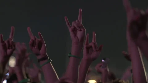 CrowdInRockConcertNight Stock Footage 30705716