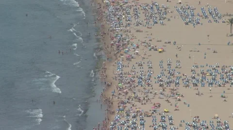 Crowds on the Beach Stock Footage 7741235
