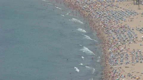 Crowds on the Beach Stock Footage 7741236