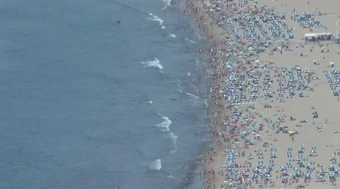 Crowds on the Beach Stock Footage 7741242