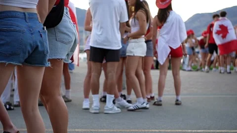 Crowds on Canada Day, people walking and chatting, July 1, 2025 Stock Footage 312584472