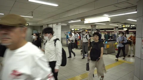 Crowds of Commuters At Subway Station in Osaka, Japan Stock Footage 264170815