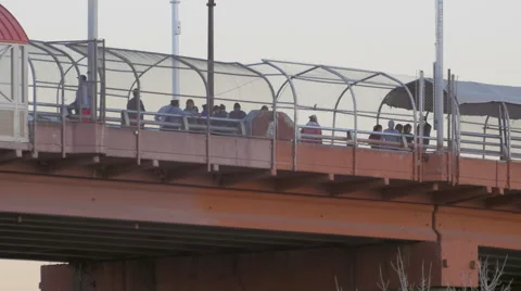 Crowds Crossing the Border of US and Mexico Stock Footage 60166969