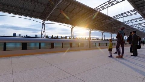 Crowds entering the high-speed rail station and waiting to board. Stock Footage 321790992
