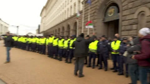Crowds of Farmers Protest in Sofia, Bulgaria Stock Footage 280572815